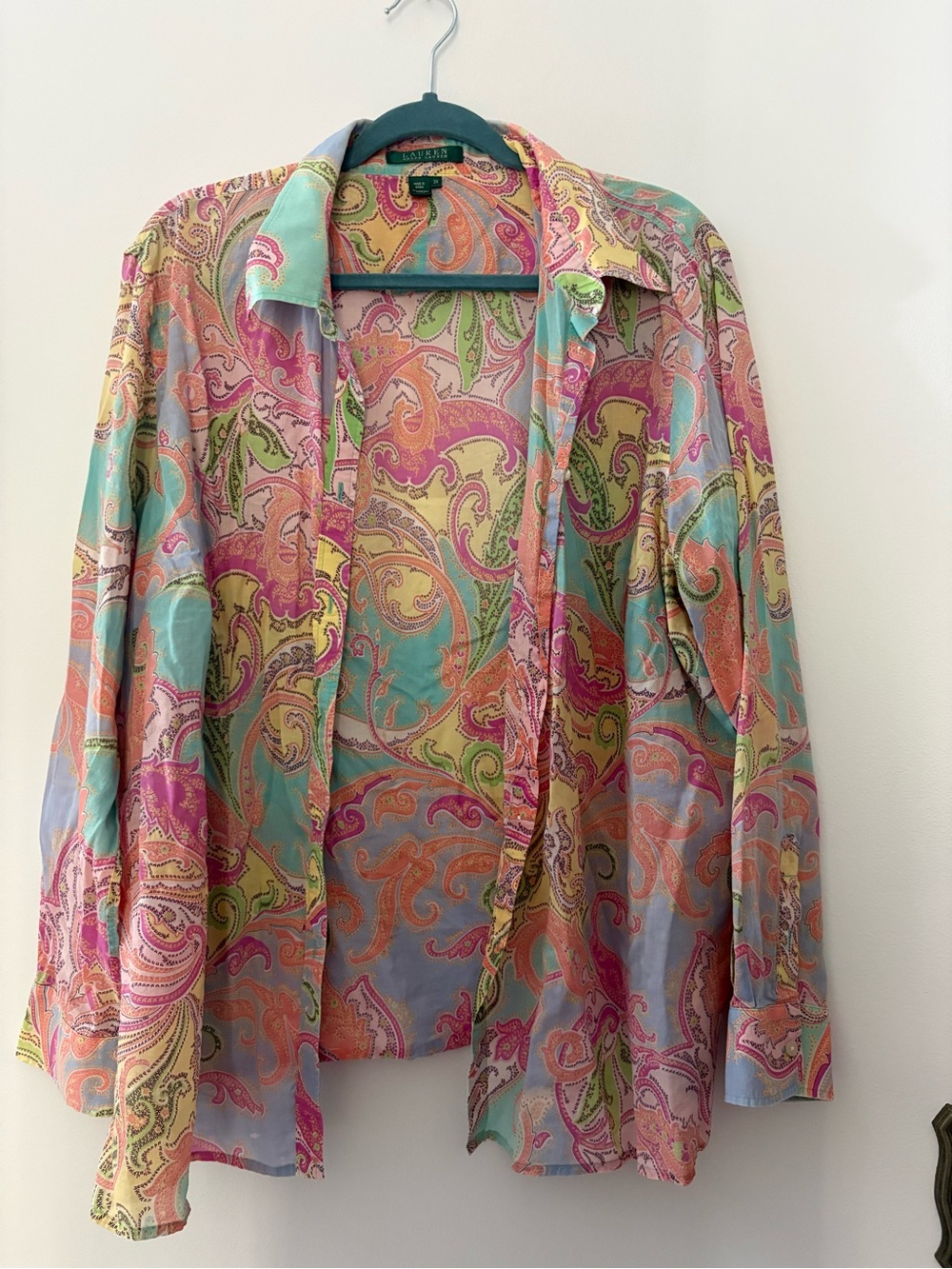 Ralph Lauren Multicolor Paisley Cotton Shirt — Pink, Blue, Green